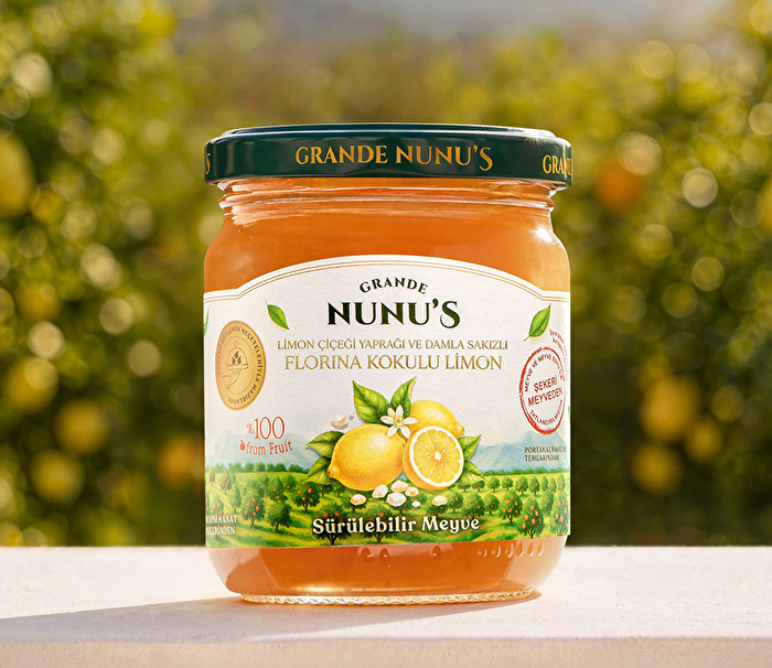 Grande Nunu's Limon Çiçeği Yaprağı Ve Damla Sakızlı Florina Kokulu Limon Marmelatı 240 Gr